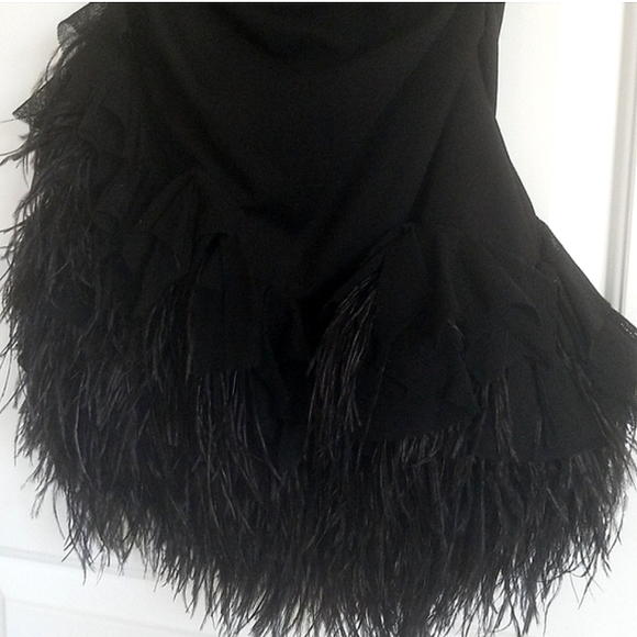 Ostrich feather hem black dress - Picture 5 of 6